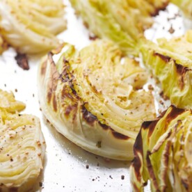 Roasted Cabbage Wedges on a baking sheet.
