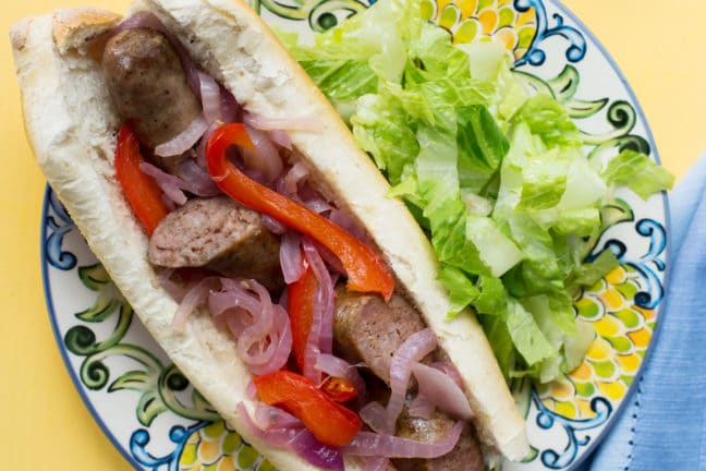 Sausage, Onions and Pepper Sub Sandwich