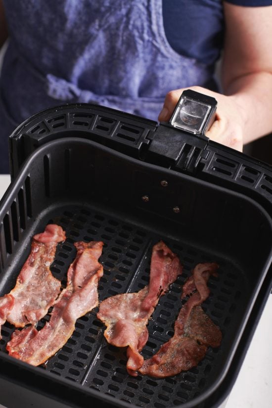 Cooked bacon in an Air Fryer.