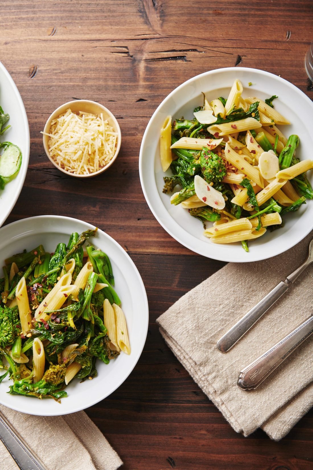 Two bowls of Pasta with Broccoli Rabe.