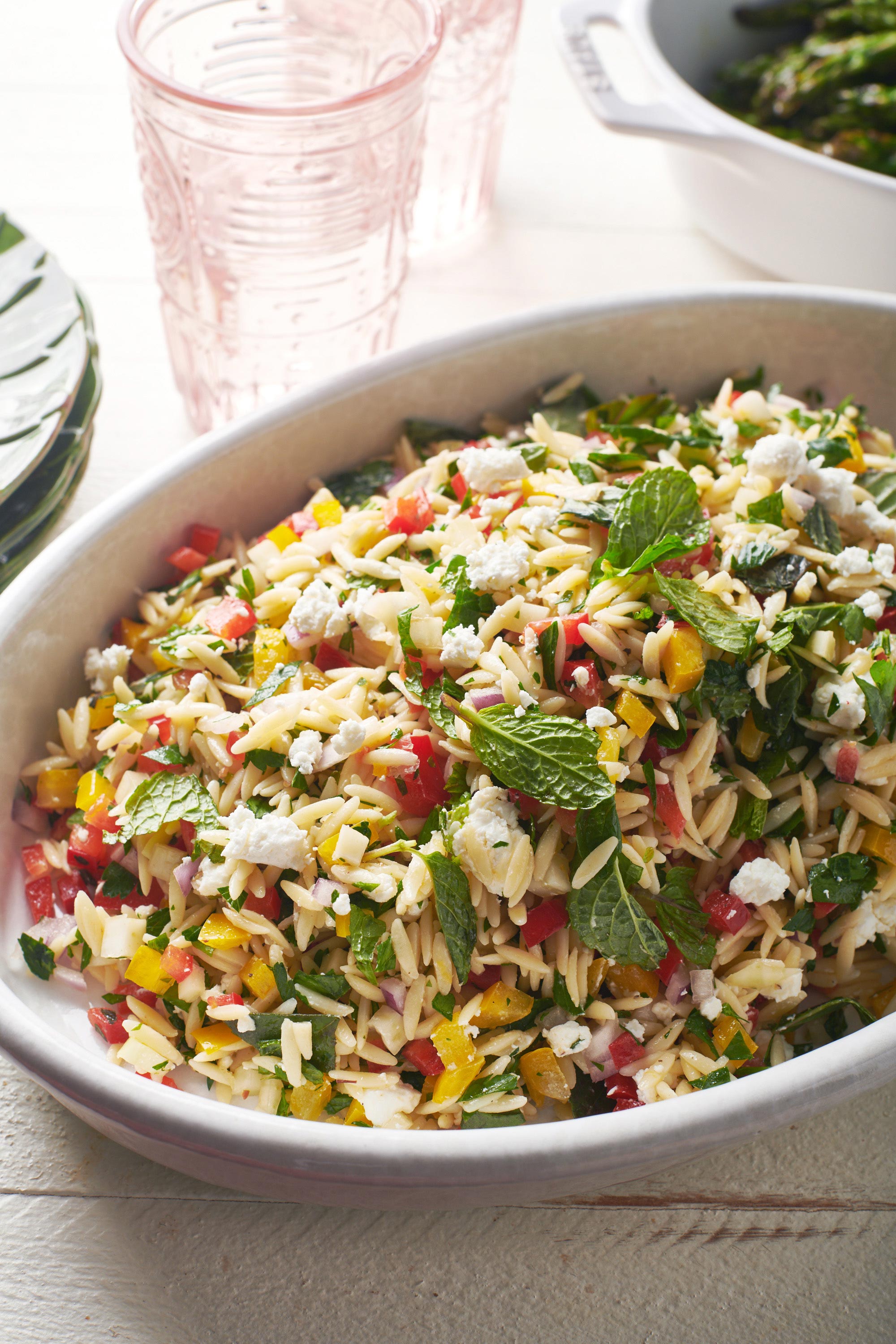 Herb Orzo Salad in a serving bowl.
