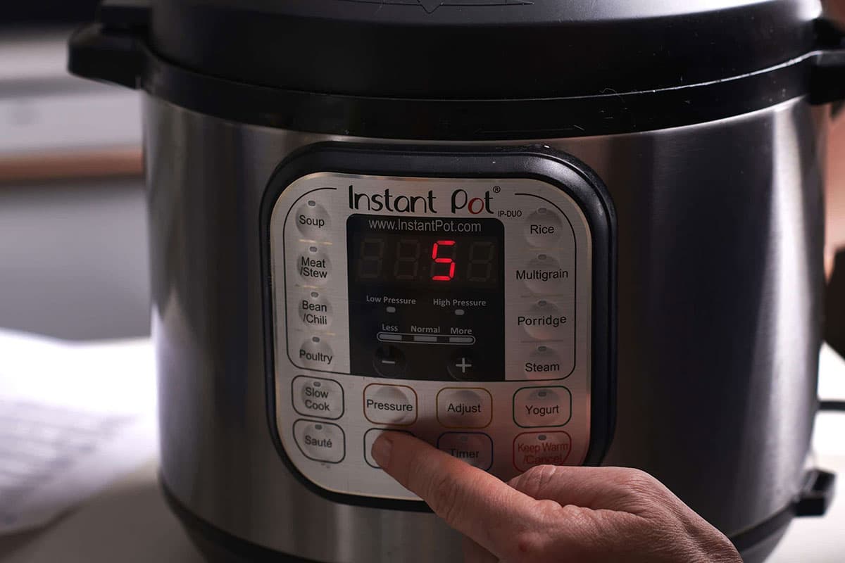 Instant Pot set to five minutes.