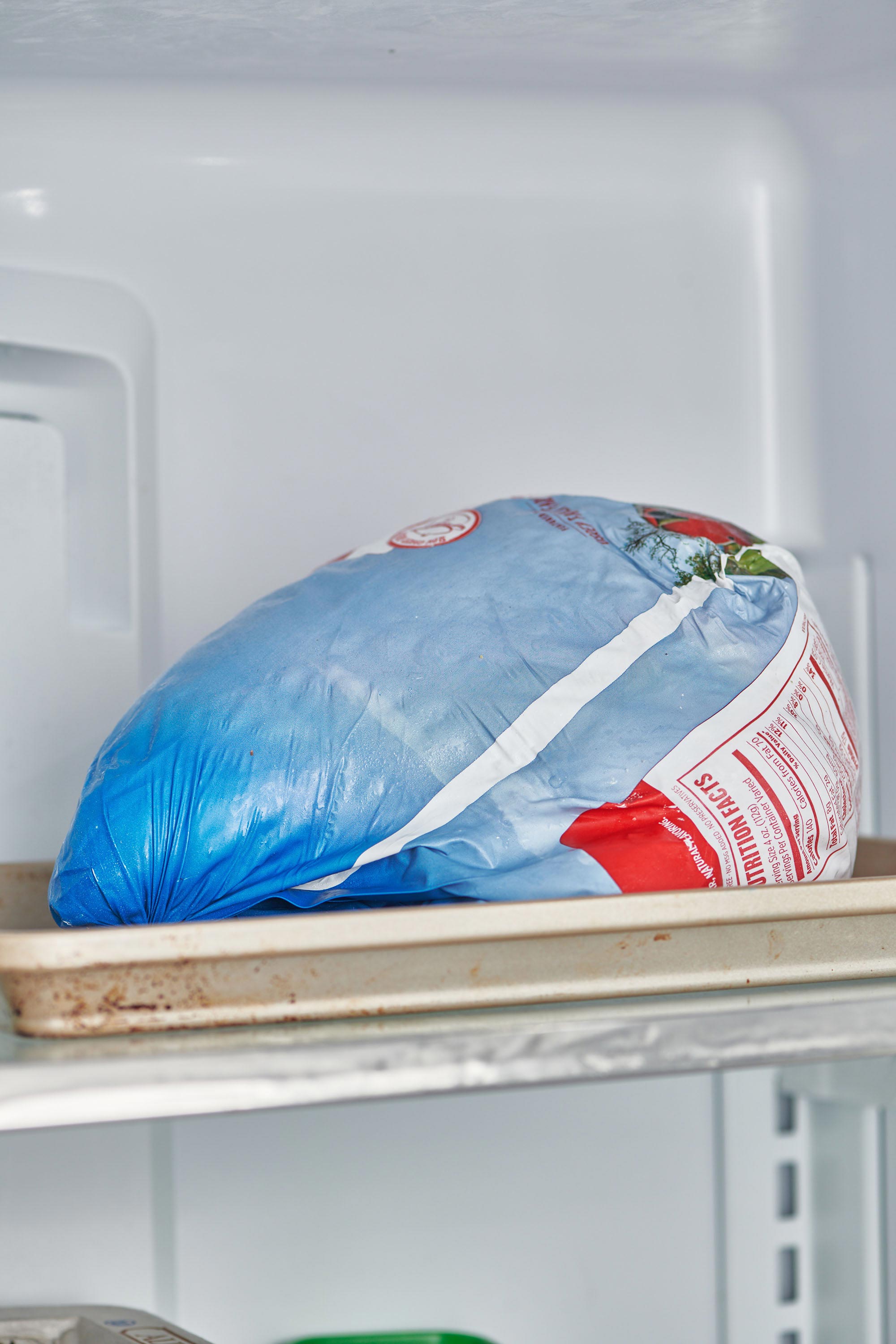 Turkey breast thawing in the fridge.