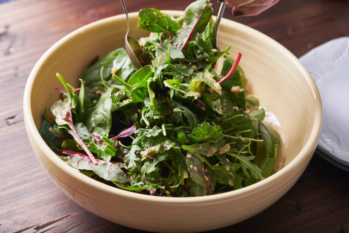 Mixed Green Salad with Creamy Sesame Dressing