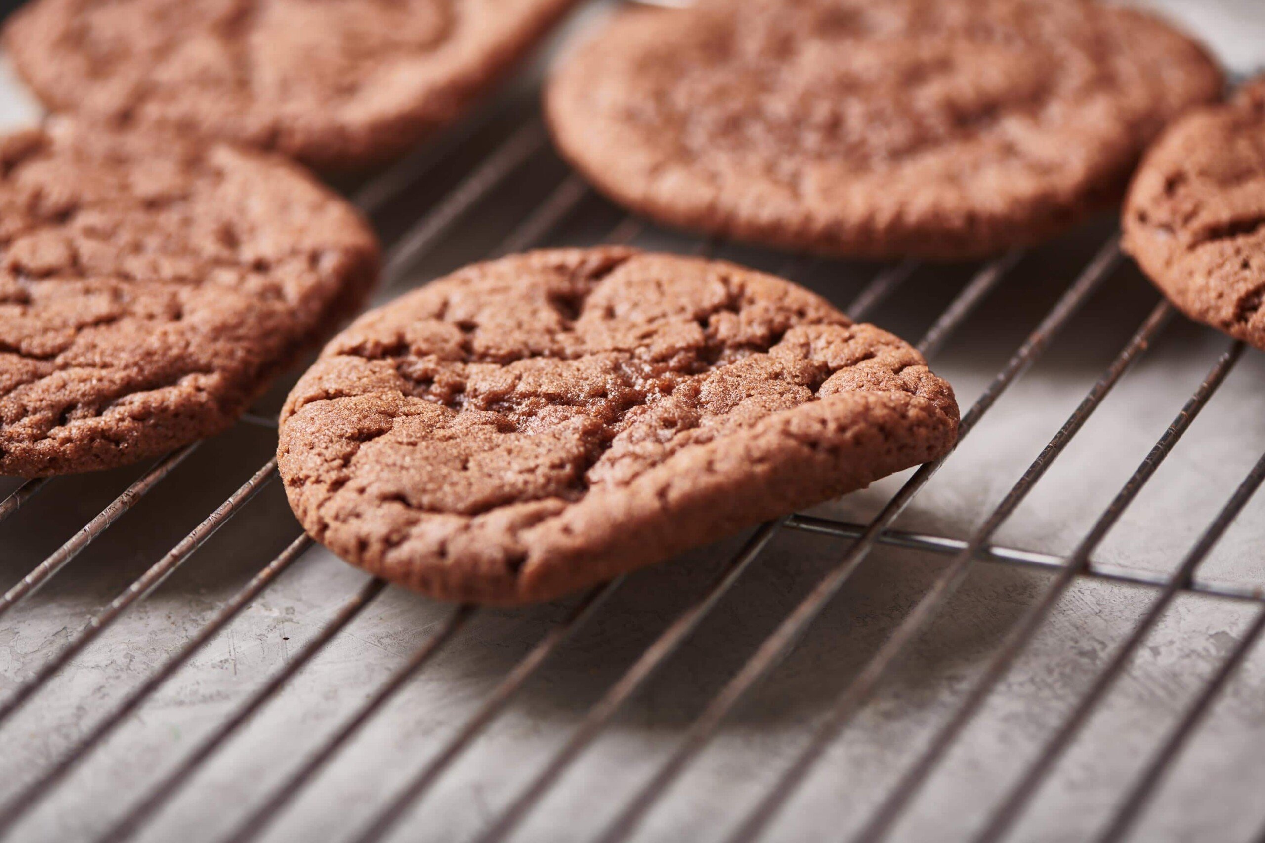 Mexican Hot Chocolate Cookies cooling on a wire rack.