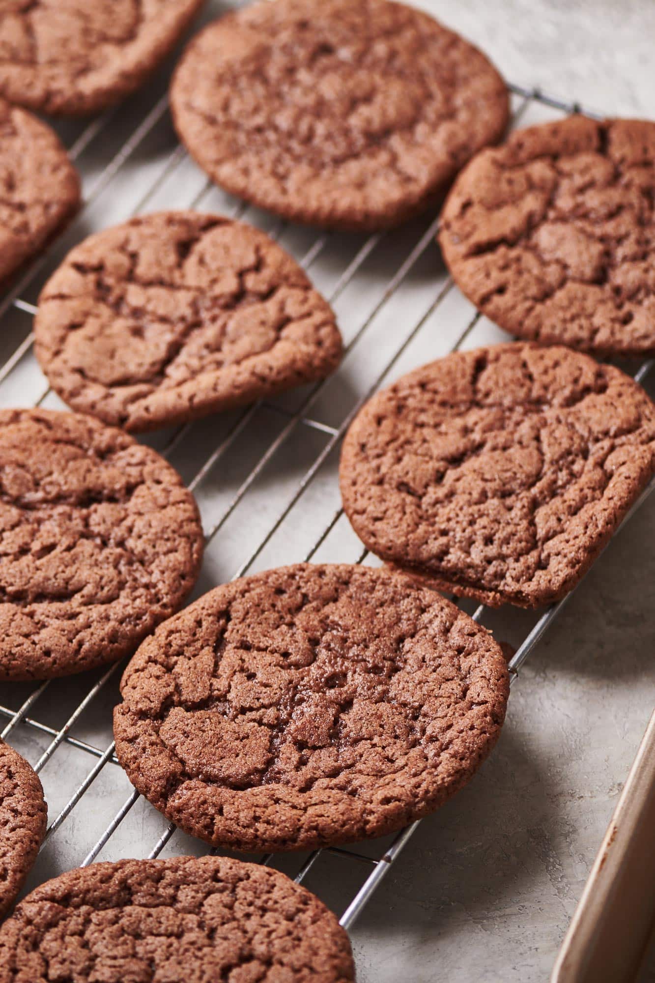 Mexican Hot Chocolate Cookies on a wire rack.