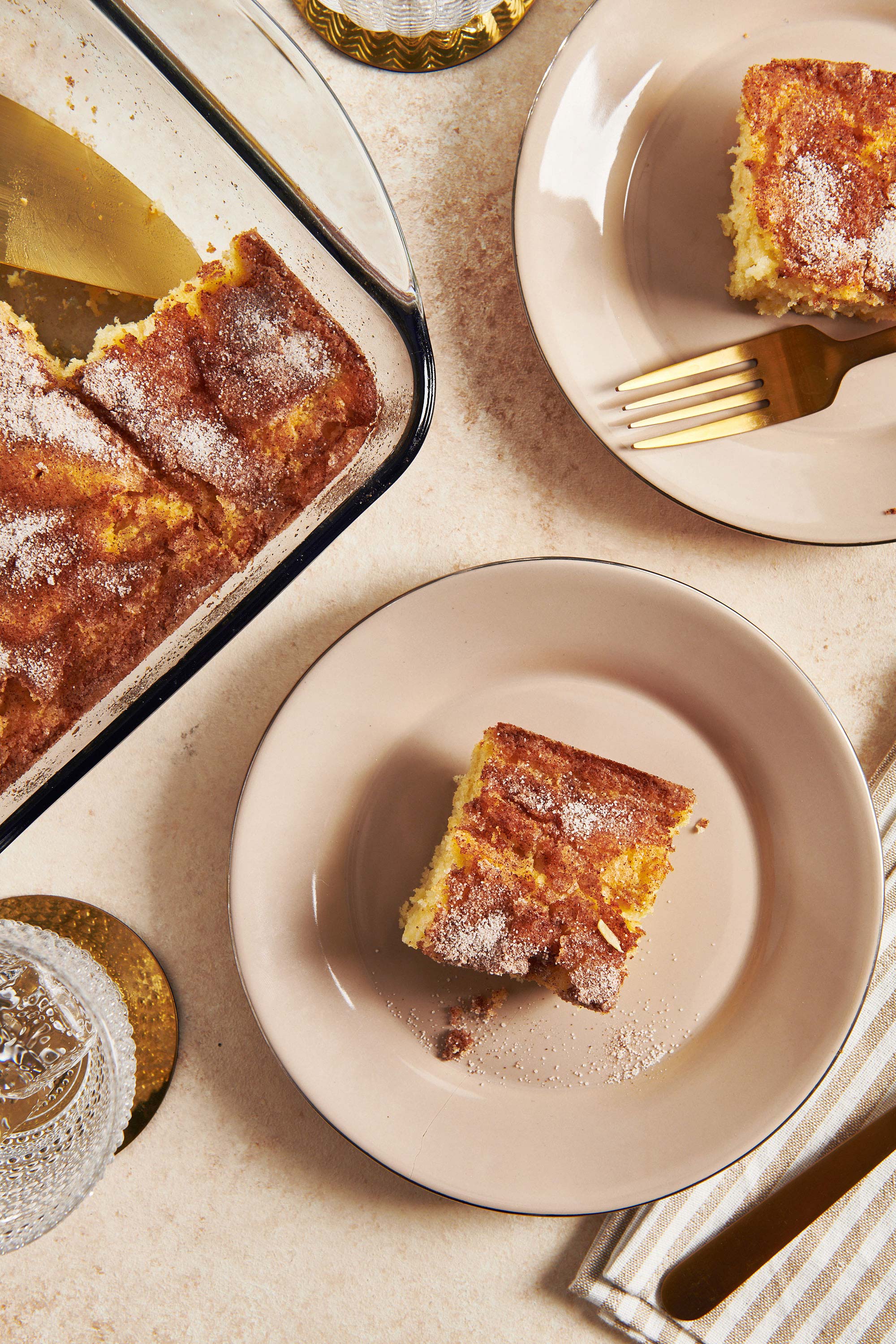 Slices of Apple Coffee Cake on small plates.