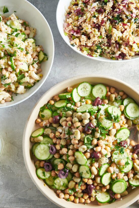 Chickpea and Fava Bean Salad in bowl