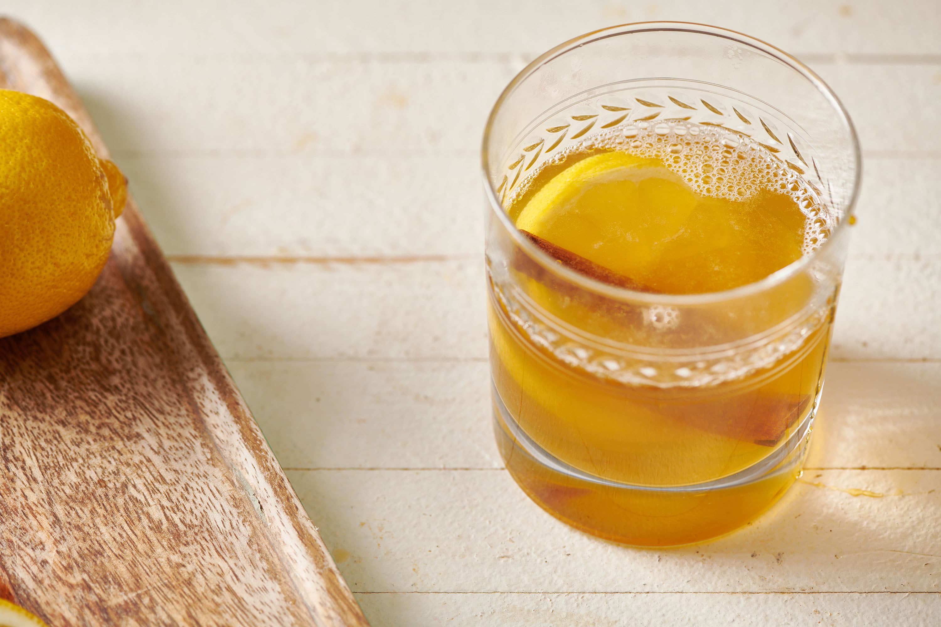 Hot Toddy on wood table.
