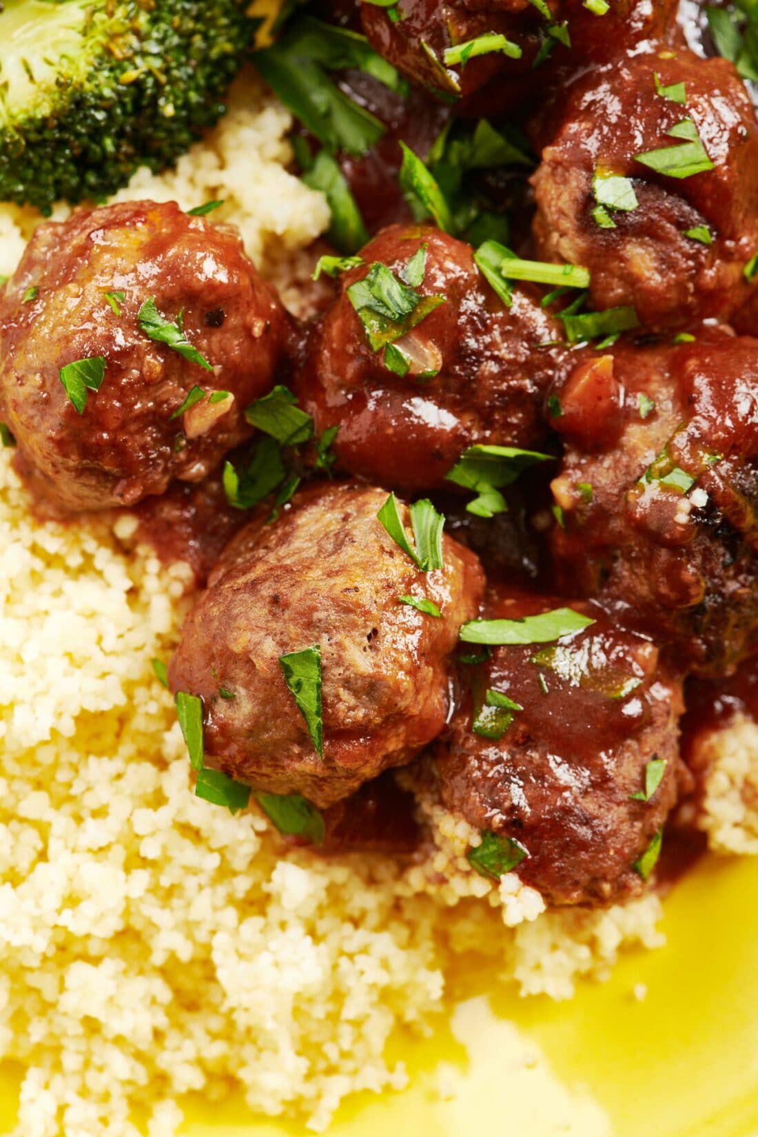 Sweet and Sour Meatballs on a bed of couscous.