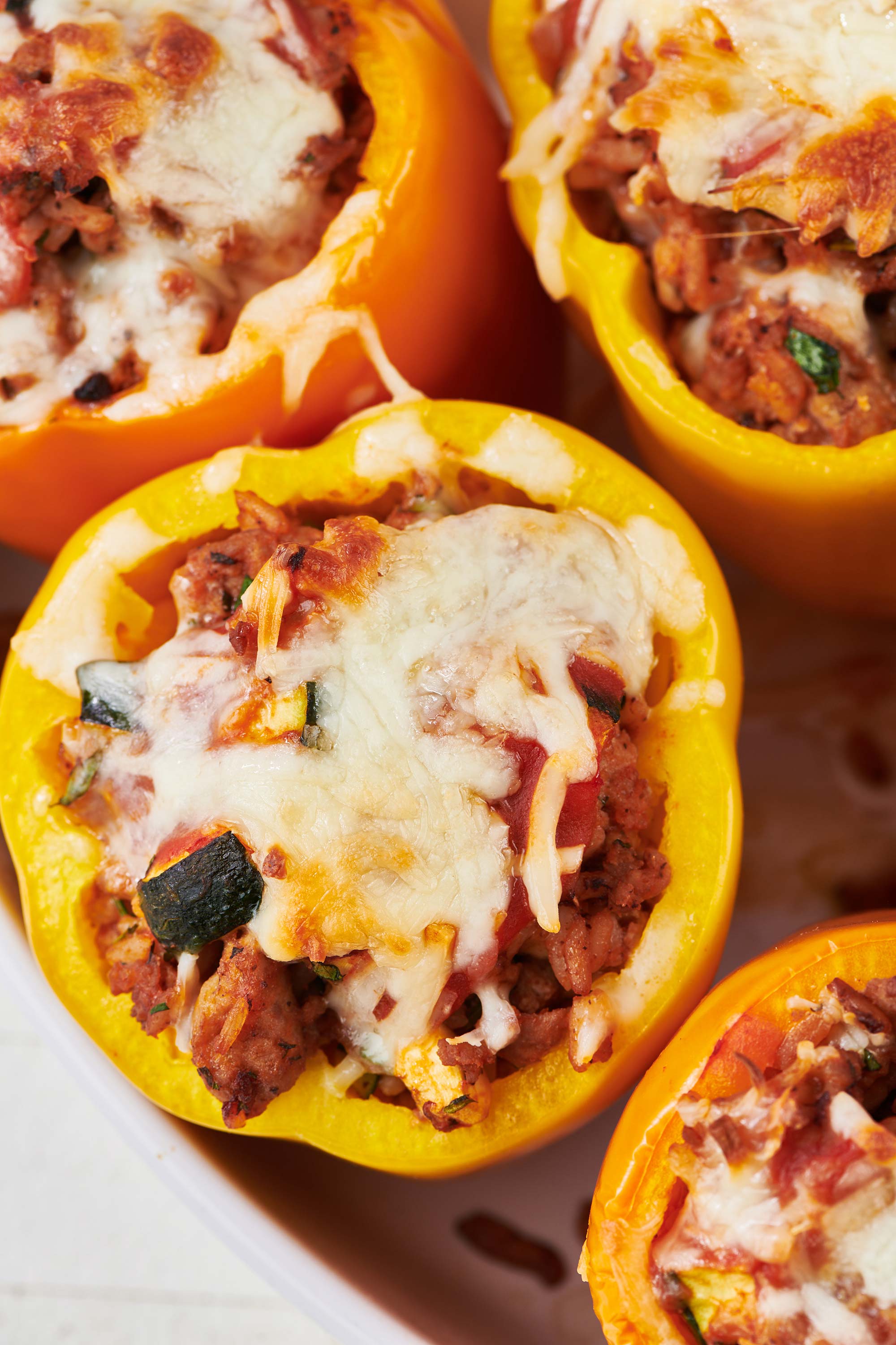 Ground Turkey Stuffed Peppers in a white bowl.