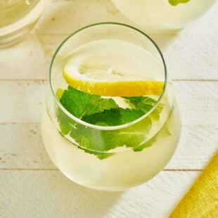 Small glass of lemonade.