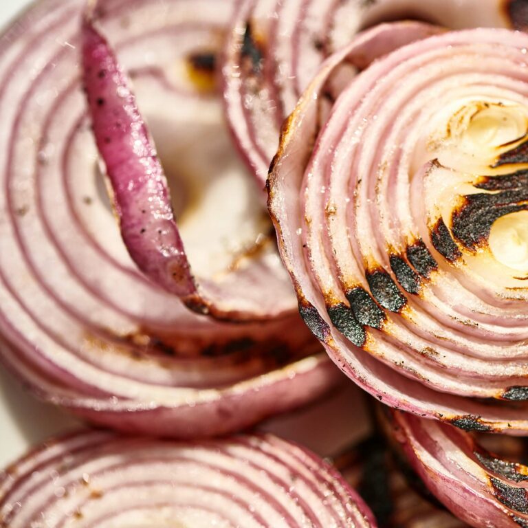 Pile of Grilled red Onions.