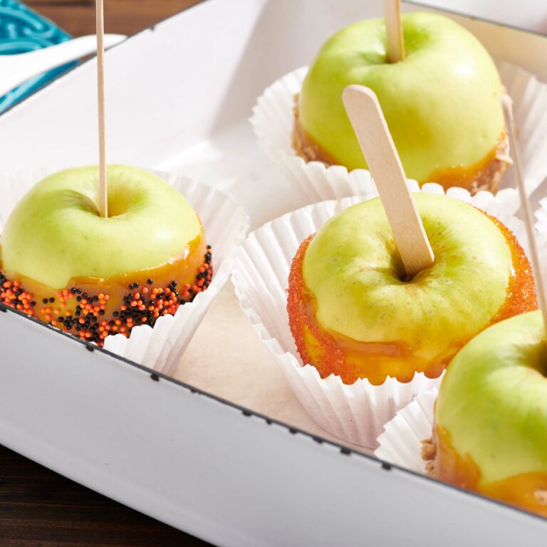 Caramel Apples in white muffin liners.