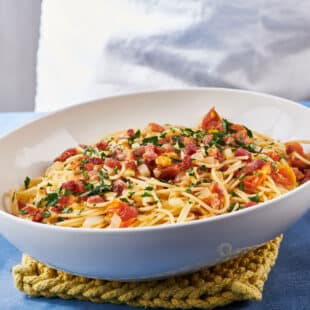 Pancetta Pasta with Tomatoes