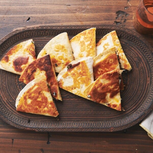 Goat Cheese and Mushroom Quesadillas arranged on a platter.