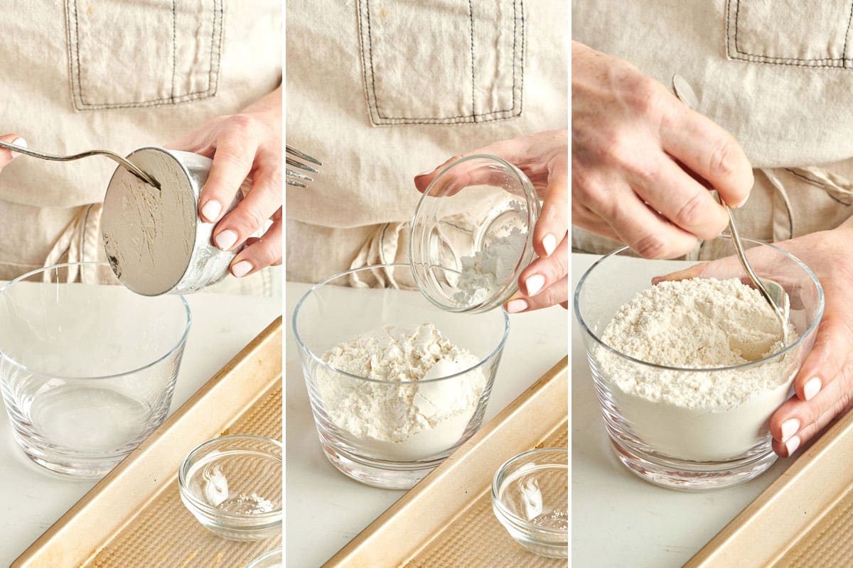 Woman mixing homemade self-rising flour.