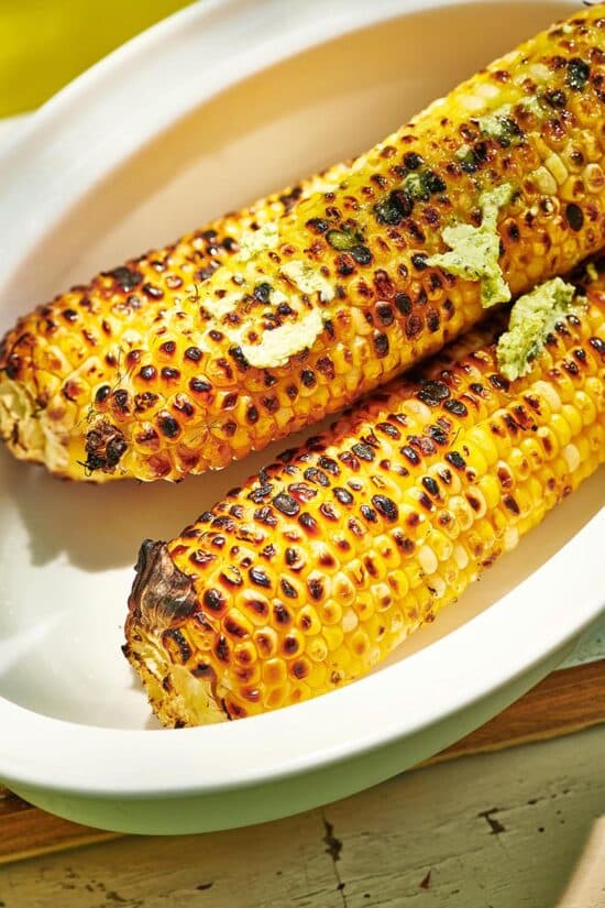 Grilled Corn on the Cob topped with jalapeno butter.