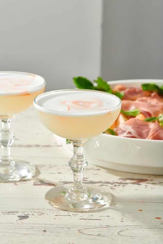 Pisco Sour with Prosciutto and Melon