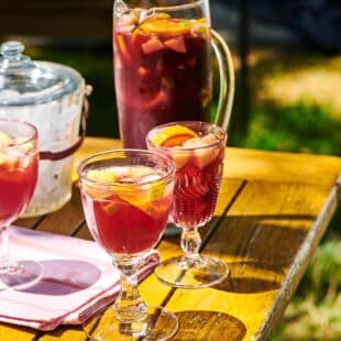 Pitcher and glasses of Red Sangria.