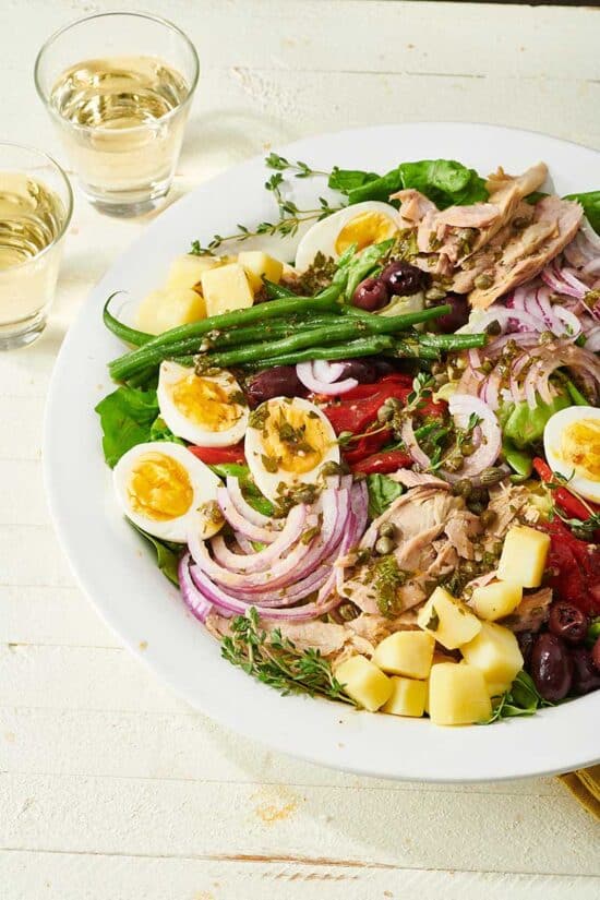 Nicoise Salad in bowl on table