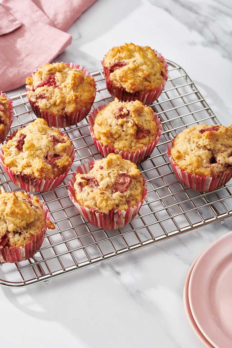 Strawberry Muffins on cooling rack