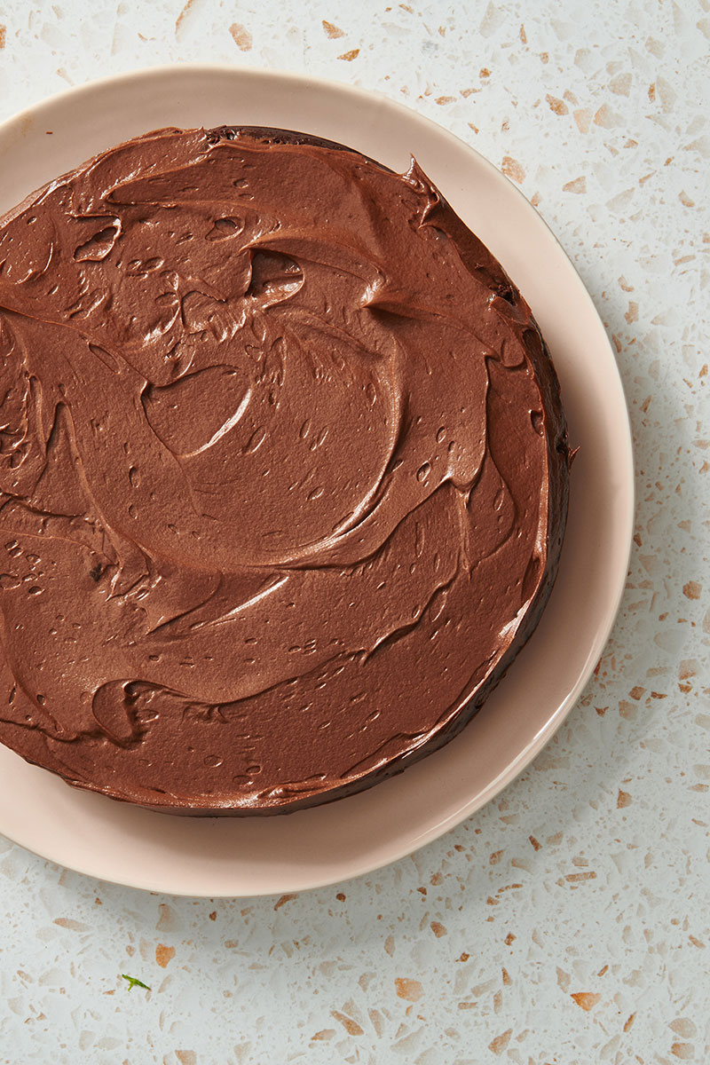 Gluten-free chocolate cake with frosting