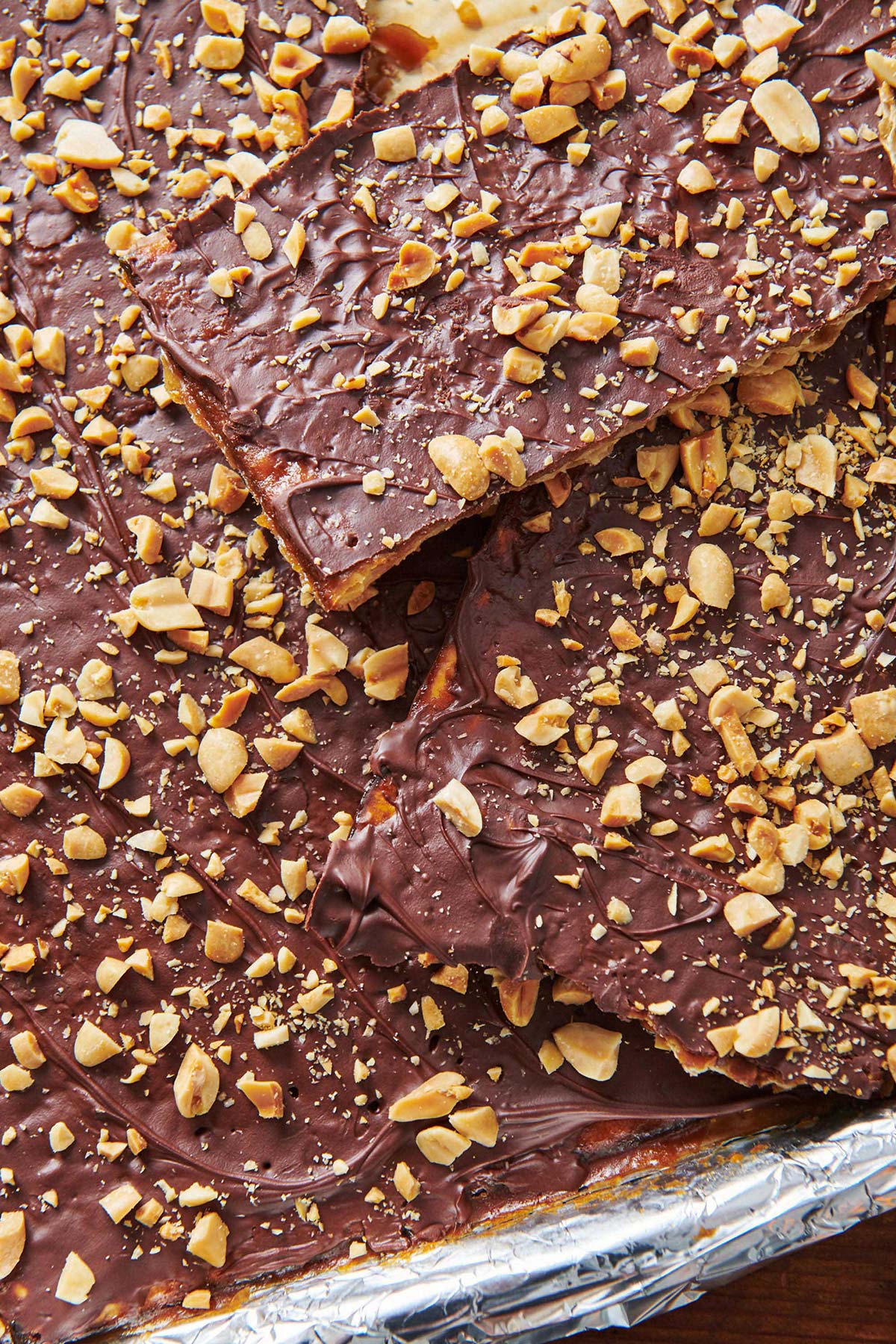 Pile of Chocolate Covered Caramel Matzoh.