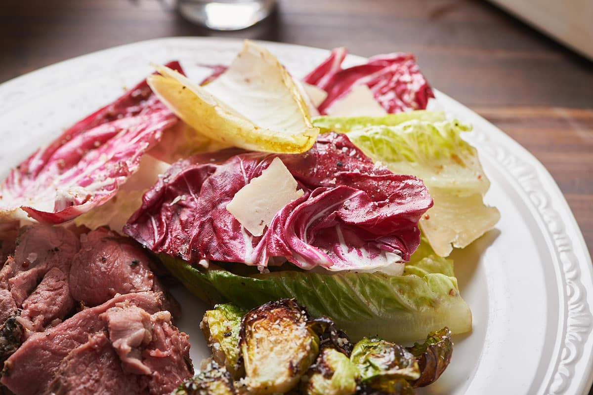 Salad with Mustard Vinaigrette on plate.